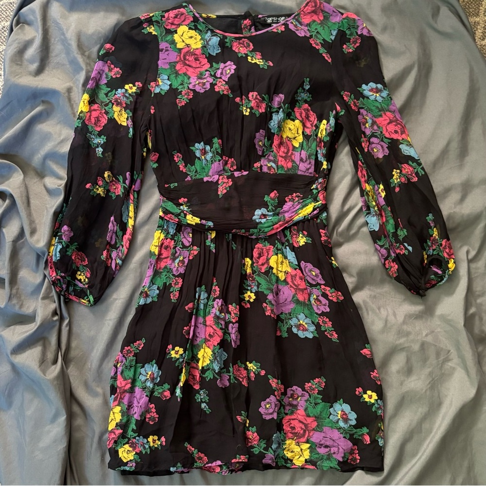 Topshop Floral dress with open back